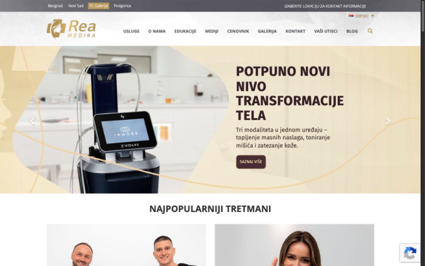 Početna stranica Rea Medika na računaru